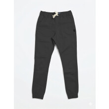 (Black, L) Cna Boy’s Chino Twill Jogger Elastic Cuffed Ankles