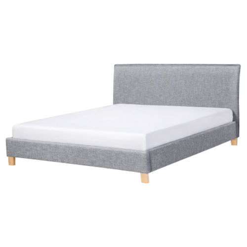 Beliani Bed Fabric SENNEZ 160 x 200 cm (EU King Size) Light Grey