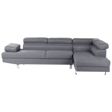 Corner Sofa 5 Seater NORREA Fabric Grey Left Hand