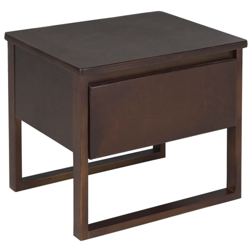 Beliani 1 Drawer Bedside Table GIULIA Pine Wood Dark Brown