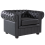 Beliani Armchair CHESTERFIELD Leather Black 1