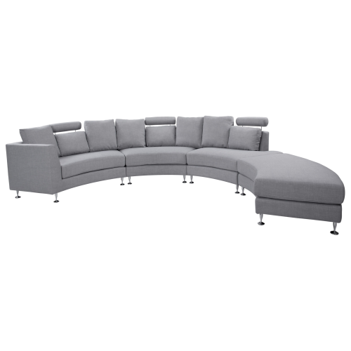 Beliani Curved Sofa 7 Seater ROTUNDE Fabric Light Grey