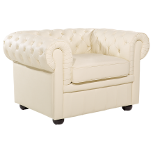 Armchair CHESTERFIELD Leather Light Beige