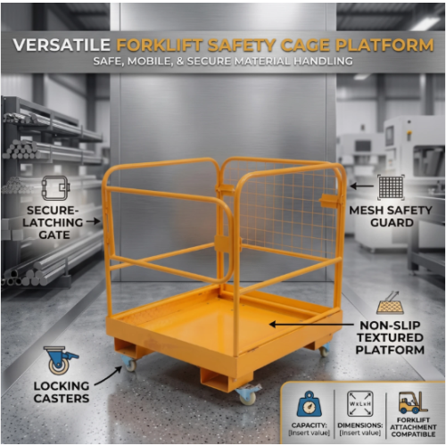 Xtron Forklift Safety Cage Work Platform with Wheels & Safety Gate 1
