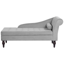 Right-Hand Chaise Longue PESSAC with Storage Velvet Light Grey