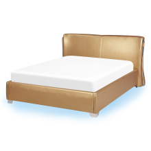 Bed with LED Leather PARIS 140 x 200 cm (EU Double) LED Gold