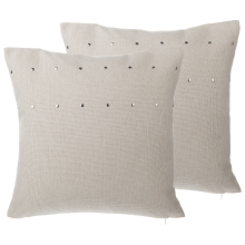 Set of 2 Decorative Cushions GAURA 45 x 45 cm Light Beige Solid