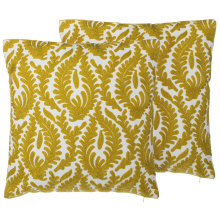 Set of 2 Decorative Cushions PRIMULA 45 x 45 cm Cotton Mustard Ikat