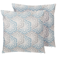 Set of 2 Decorative Cushions PRIMROSE 45 x 45 cm Light Blue Ikat