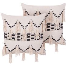 Set of 2 Decorative Cushions THONDI 45 x 45 cm Cotton Beige Striped