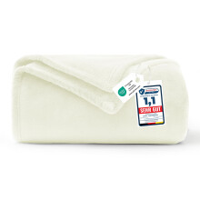 WAVVE Fleece Blanket Sofa Throw White Cream 5ft x 6.5ft - Fluffy Soft Warm Versatile Blanket for Sofa/Couch/Bed Double/Twin Size, 150x200 cm