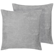 Set of 2 Decorative Cushions NOLANA 45 x 45 cm Grey Solid