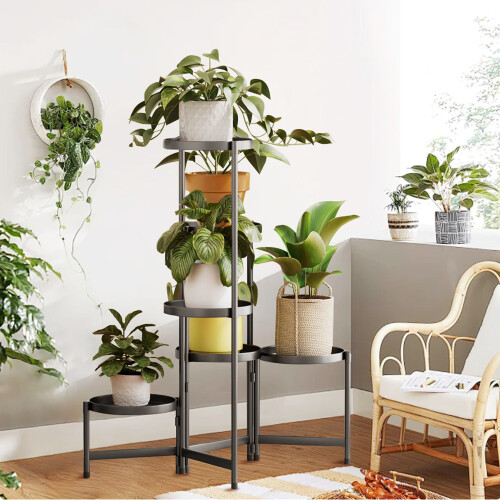 Living And Home Modern 5-Tier Foldable Metal Plant Stand 1