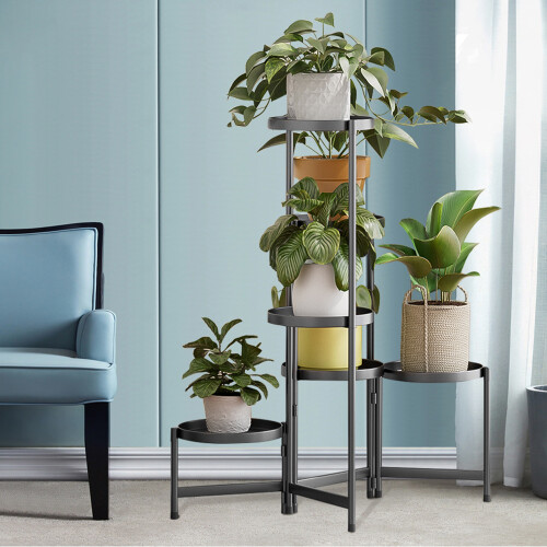 Living And Home Modern 5-Tier Foldable Metal Plant Stand
