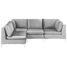 Modular Corner Sofa 4 Seater EVJA Velvet Grey Right Hand