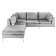 Modular Corner Sofa 4 Seater EVJA with Ottoman Velvet Grey Right Hand