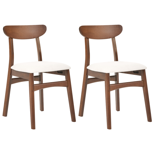 Beliani Set of 2 Dining Chairs DOYLE Wood Brown/Light Beige
