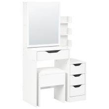 Dressing Table with Mirror and Stool GATINEAU White