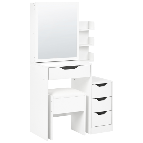 Beliani Dressing Table with Mirror and Stool GATINEAU White