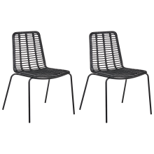 Set of 2 Dining Chairs TAOS Rattan Black