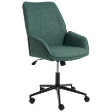 Office Chair CASTILE Faux Linen Dark Green