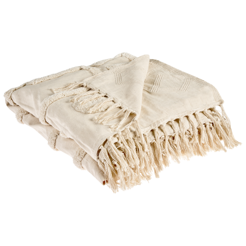 Beliani Blanket CHACK Cotton 200 x 220 cm Beige