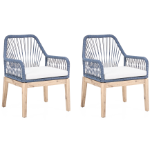 Set of 2 Garden Chairs with Cushions OLBIA Navy Blue