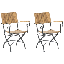 Set of 2 Garden Chairs LASCARI Acacia Wood Light Brown