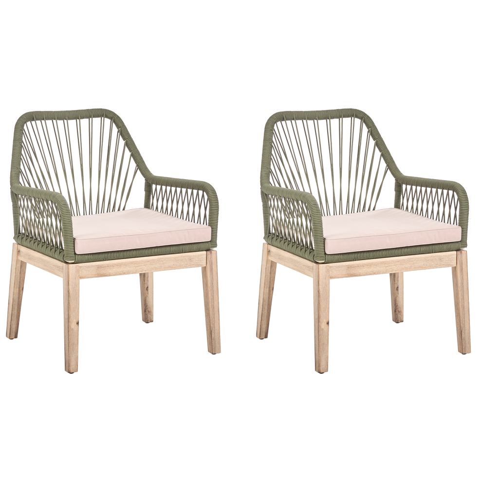 Photos - Garden Furniture Beliani Set of 2 Garden Chairs with Cushions OLBIA Olive Green 