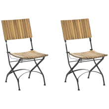 Set of 2 Garden Chairs LASCARI Armless Acacia Wood Light Brown