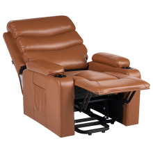 Electric Recliner Chair ETER Faux Leather Golden Brown