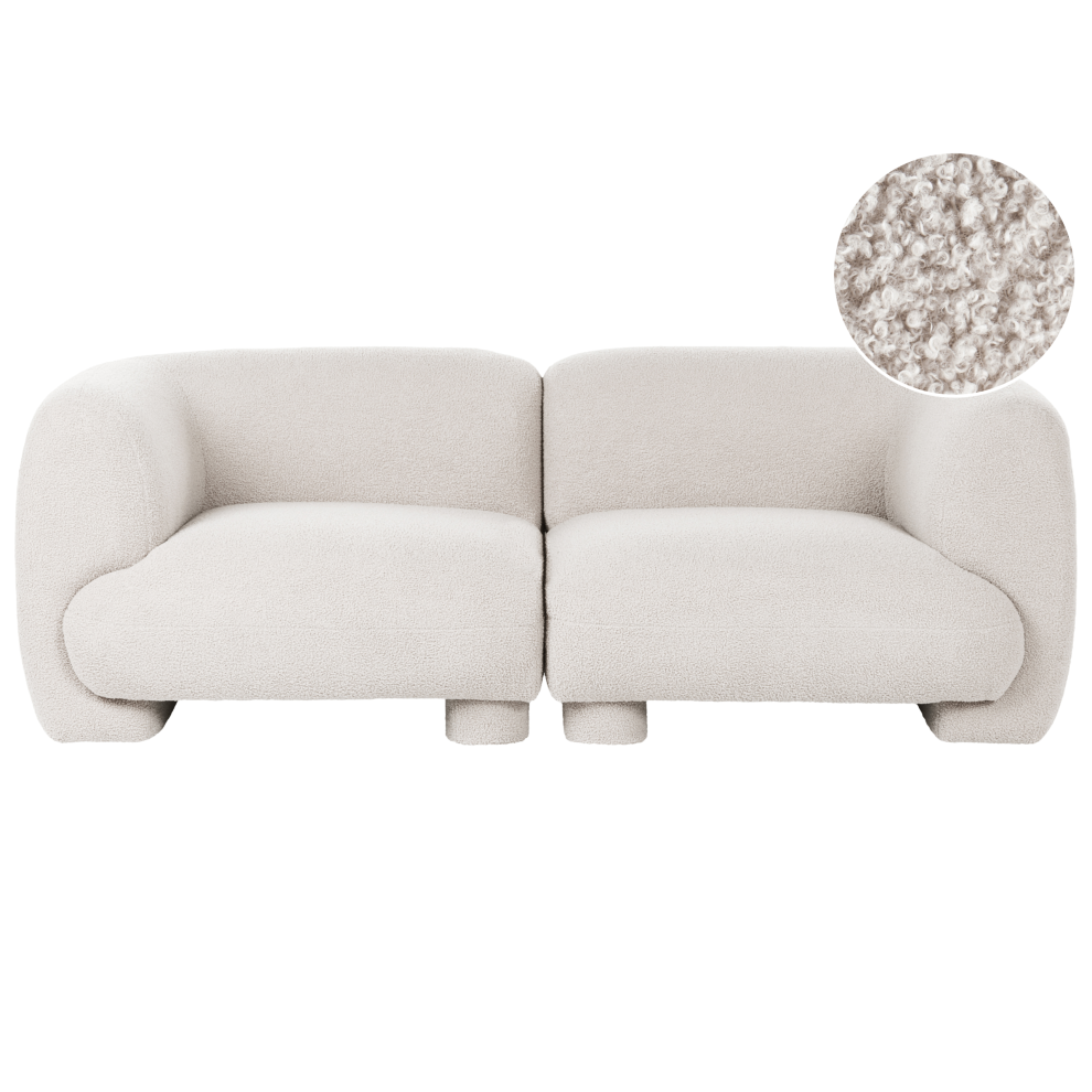Photos - Sofa Beliani Modular  2 Seater MJALBI Boucle Off-White 