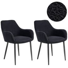 Set of 2 Dining Chairs ALDEN Boucle Black