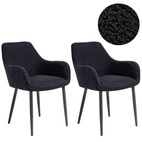 Beliani Set of 2 Dining Chairs ALDEN Boucle Black
