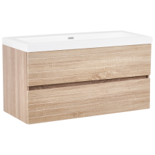 Wall Mounted Vanity Unit with Basin URUCU Light Brown