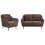 Beliani Living Room Set 3 Seater EIBY Chenille Dark Brown 1