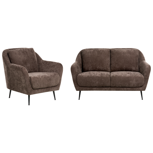 Beliani Living Room Set 3 Seater EIBY Chenille Dark Brown