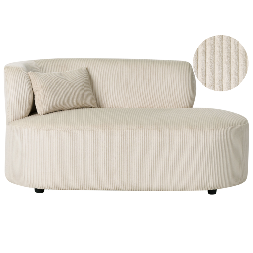Beliani Left-Hand Chaise Longue VANVEY Corduroy Light Beige