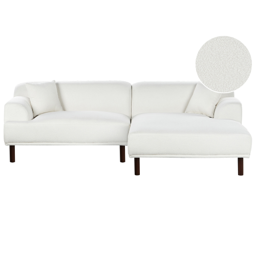 Beliani Corner Sofa 3 Seater HOLT Boucle White Left Hand