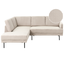 Corner Sofa 4 Seater BREDA Corduroy Beige Right Hand