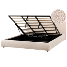 Ottoman Bed BLAGNAC Boucle Light Beige 180 x 200 cm (EU Super King)