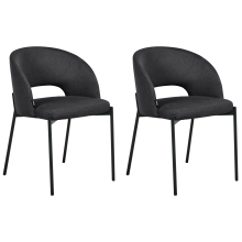 Set of 2 Dining Chairs PENNY Fabric Black