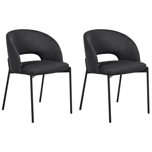 Beliani Set of 2 Dining Chairs PENNY Fabric Black