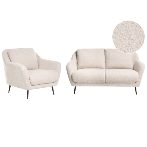 Beliani Living Room Set 3 Seater EIBY Boucle Beige