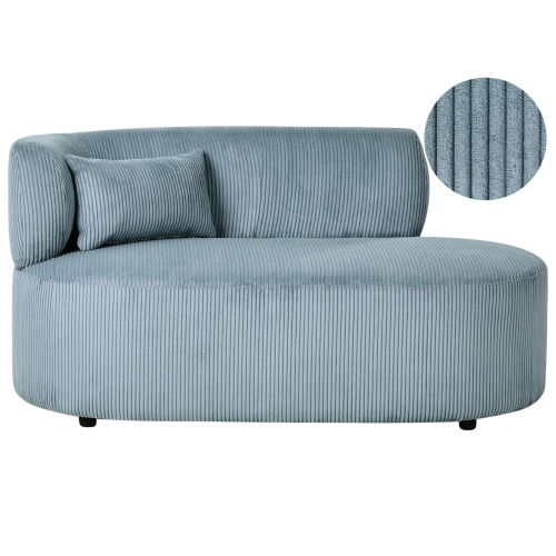 Beliani Left-Hand Chaise Longue VANVEY Corduroy Blue