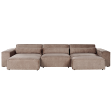 Modular Corner Sofa 4 Seater HELLNAR with Ottoman Fabric Light Brown Right Hand