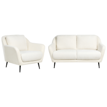 Living Room Set 3 Seater EIBY Chenille White
