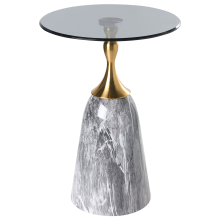 Side Table CARTER Tempered Glass Grey Marble