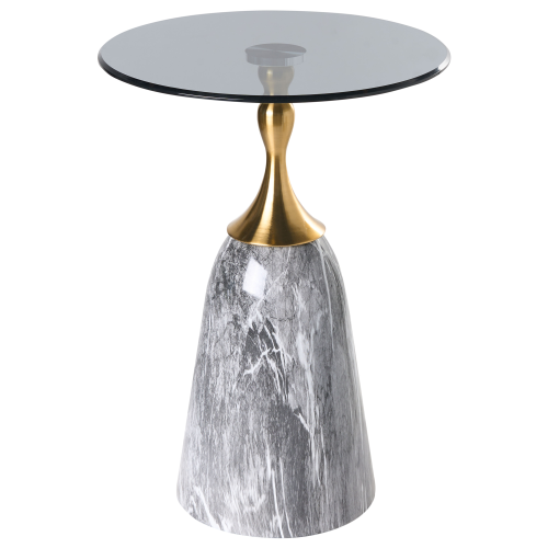 Beliani Side Table CARTER Tempered Glass Grey Marble