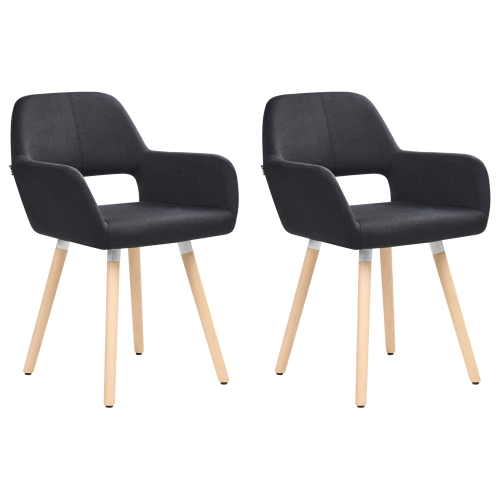 Beliani Set of 2 Dining Chairs CHICAGO Fabric Black
